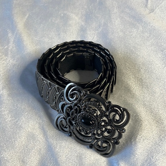 Vintage Women’s Silver Metal Disc Stretch Belt - Picture 2 of 7